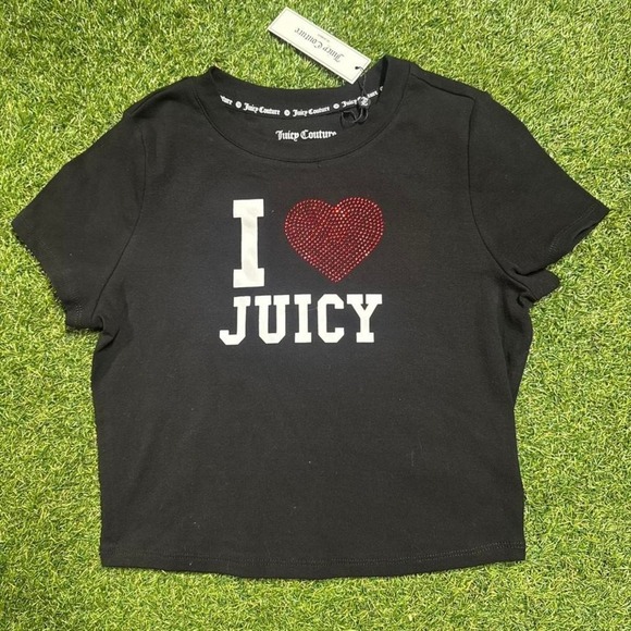 Juicy Couture Tops - Juicy Couture I Love Juicy Black Crop T-Shirt